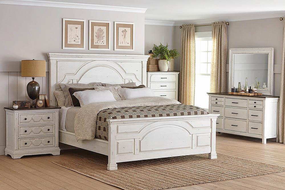 Traditional Vintage White Eastern King Bed - ATL FURNITURE