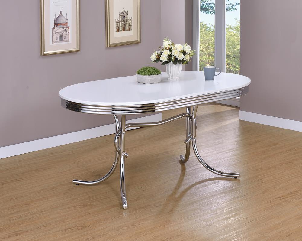 Retro Collection White Dining Table - ATL FURNITURE