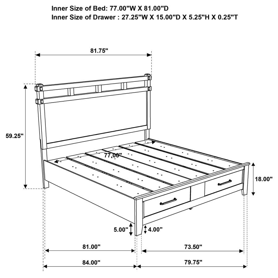 Hazlewood 59-Inch Eastern King Storage Bed Vineyard Oak