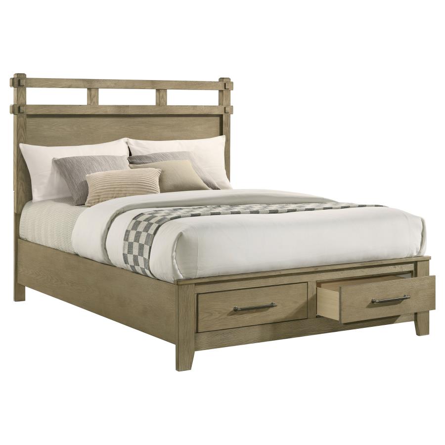Hazlewood 59-Inch Queen Panel Storage Bed Vineyard Oak