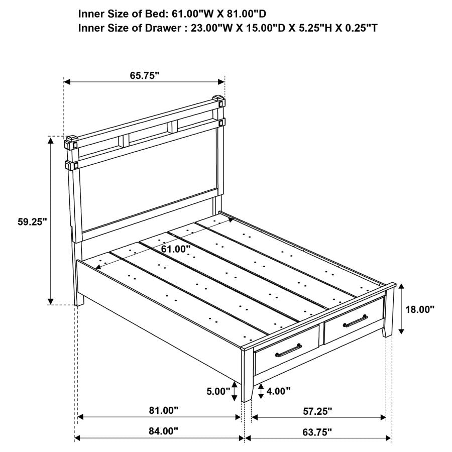Hazlewood 59-Inch Queen Panel Storage Bed Vineyard Oak