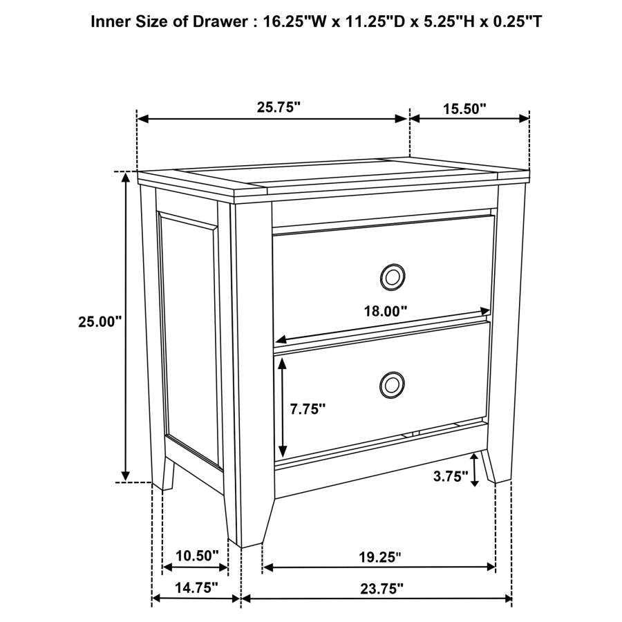 Hazlewood 2-Drawer Nightstand Bedside Table Vineyard Oak