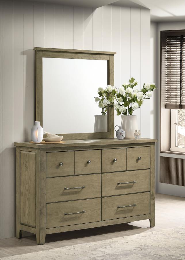 Hazlewood 6-Drawer Bedroom Dresser With Mirror Vineyard Oak