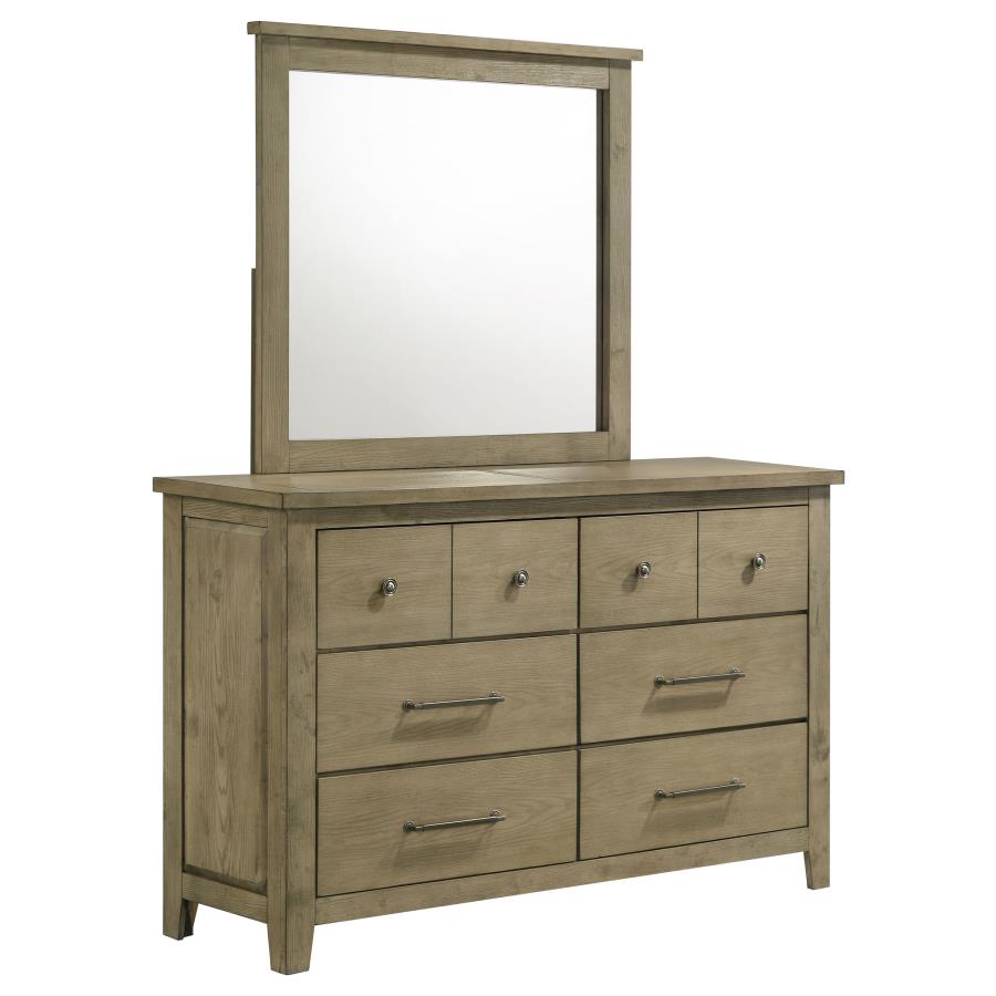 Hazlewood 6-Drawer Bedroom Dresser With Mirror Vineyard Oak