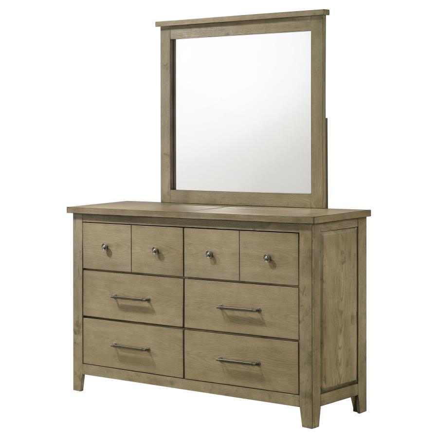 Hazlewood 6-Drawer Bedroom Dresser With Mirror Vineyard Oak
