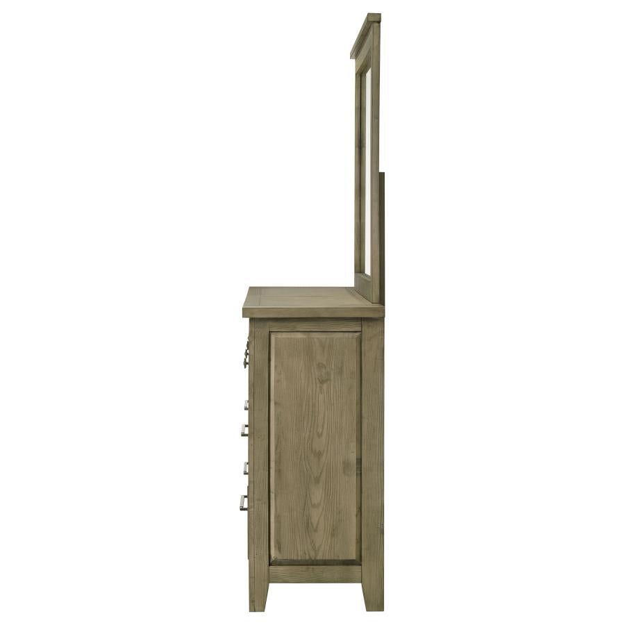 Hazlewood 6-Drawer Bedroom Dresser With Mirror Vineyard Oak