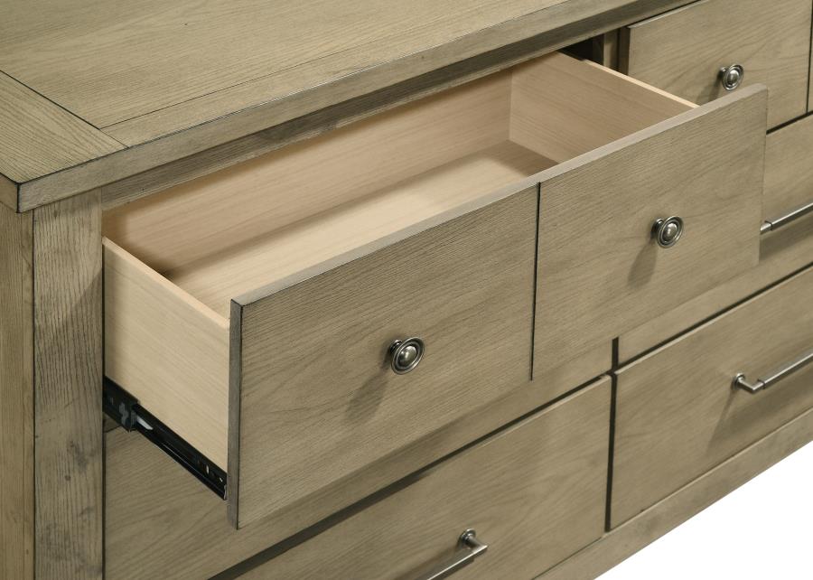 Hazlewood 6-Drawer Bedroom Dresser With Mirror Vineyard Oak