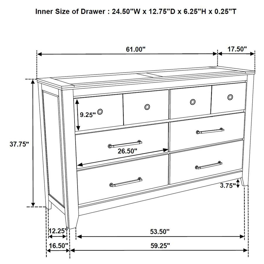 Hazlewood 6-Drawer Bedroom Dresser Cabinet Vineyard Oak