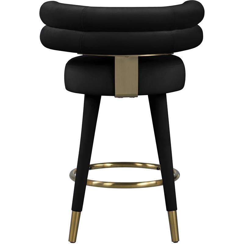 Meridian Furniture - Fitzroy Velvet Counter Stool Set Of 2 In Black - 798Black-C - ATL FURNITURE