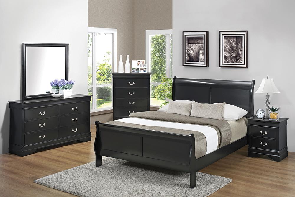 Louis Philippe Traditional Black Full Bed - ATL FURNITURE