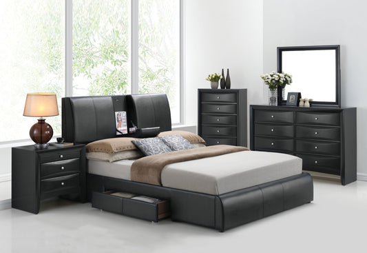 Kofi Black PU Eastern King Bed - ATL FURNITURE