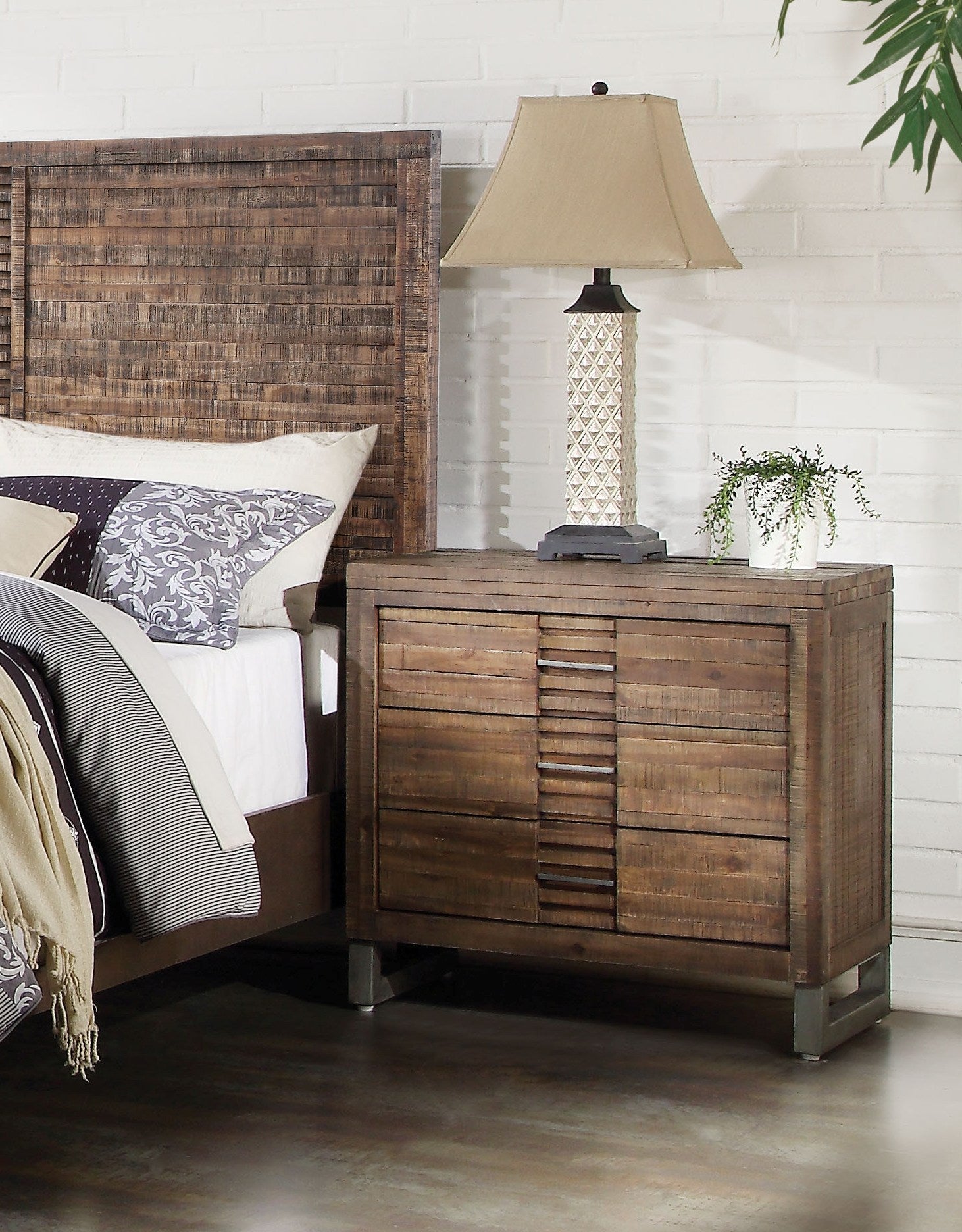 Andria Reclaimed Oak Nightstand - ATL FURNITURE