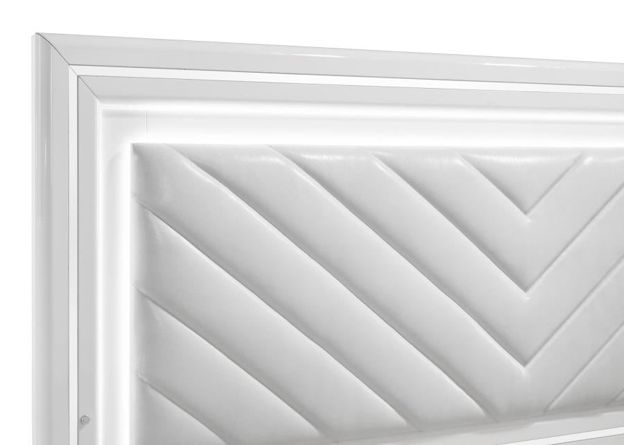 Cassia Eastern King Led Panel Bed White High Gloss
