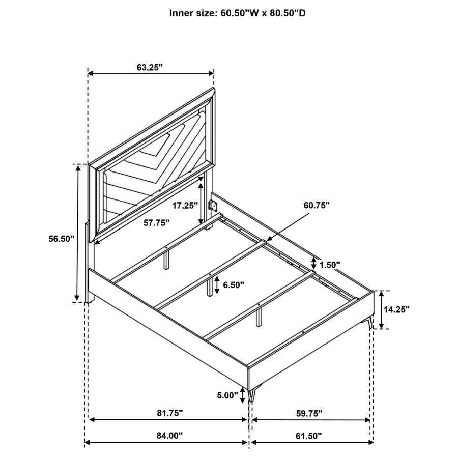 Cassia 4-Piece Queen Led Bedroom Set White High Gloss