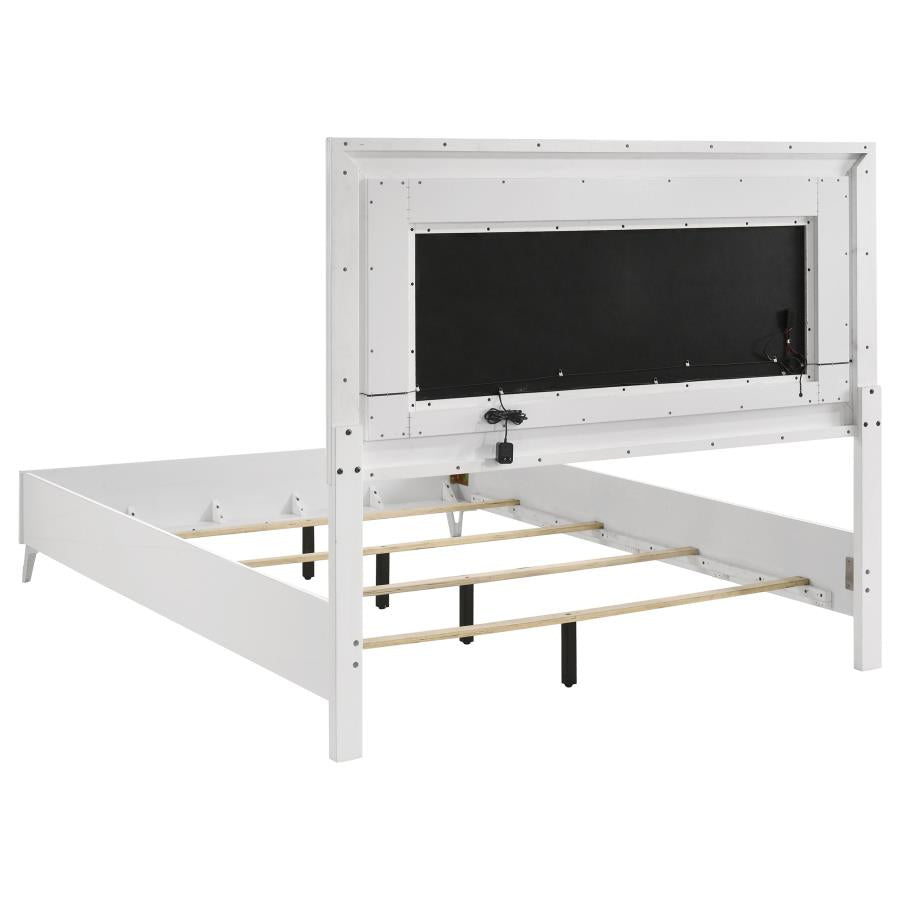 Cassia Queen Led Panel Bed White High Gloss