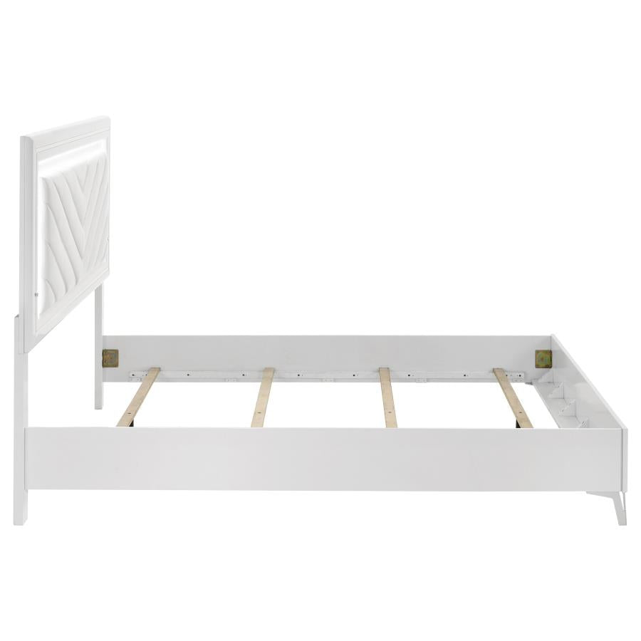Cassia Queen Led Panel Bed White High Gloss