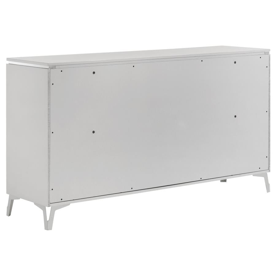Cassia 6-Drawer Bedroom Dresser Cabinet White High Gloss