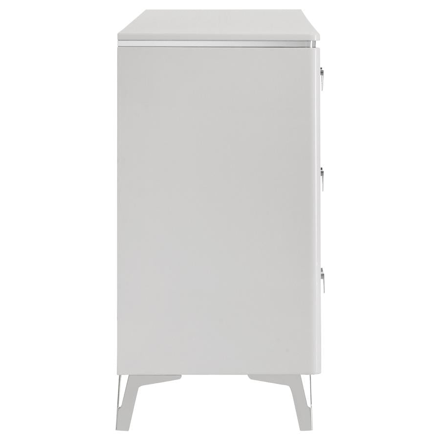 Cassia 6-Drawer Bedroom Dresser Cabinet White High Gloss
