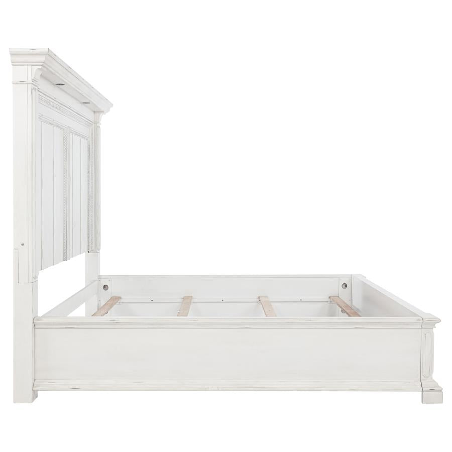 Mckinney Eastern King Led Light Panel Bed Vintage White