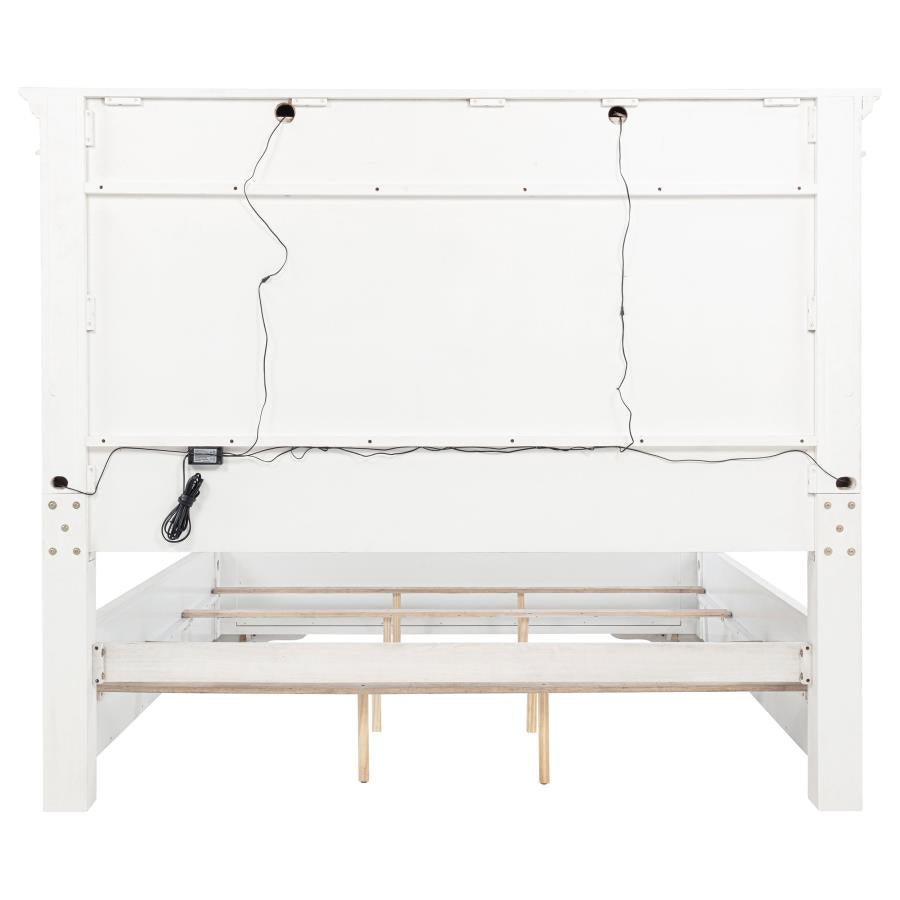 Mckinney Queen Led Light Panel Bed Vintage White