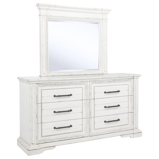 Mckinney 6-Drawer Bedroom Dresser With Mirror Vintage White
