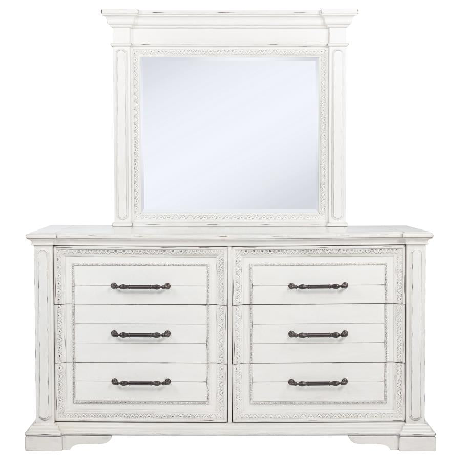 Mckinney 6-Drawer Bedroom Dresser With Mirror Vintage White