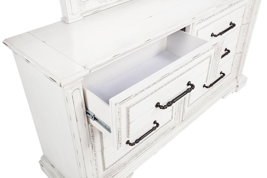 Mckinney 6-Drawer Bedroom Dresser With Mirror Vintage White