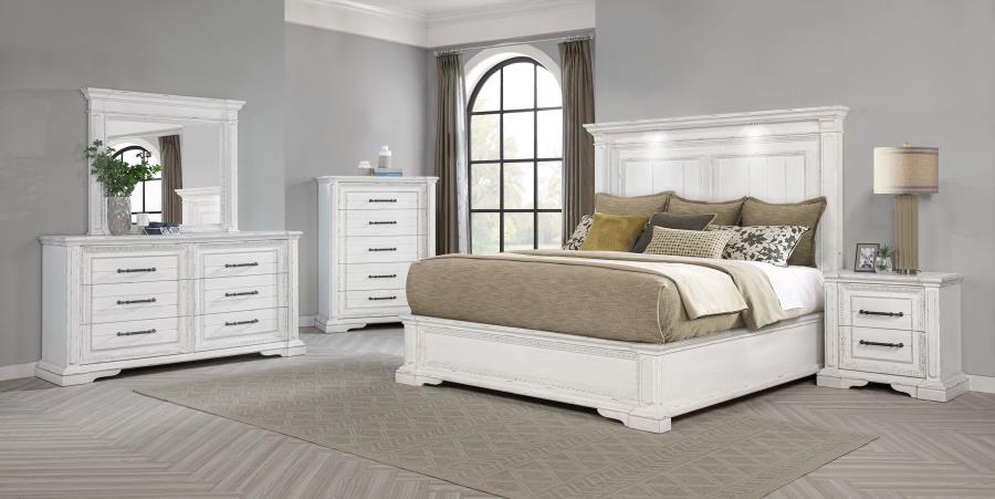Mckinney 6-Drawer Bedroom Dresser With Mirror Vintage White
