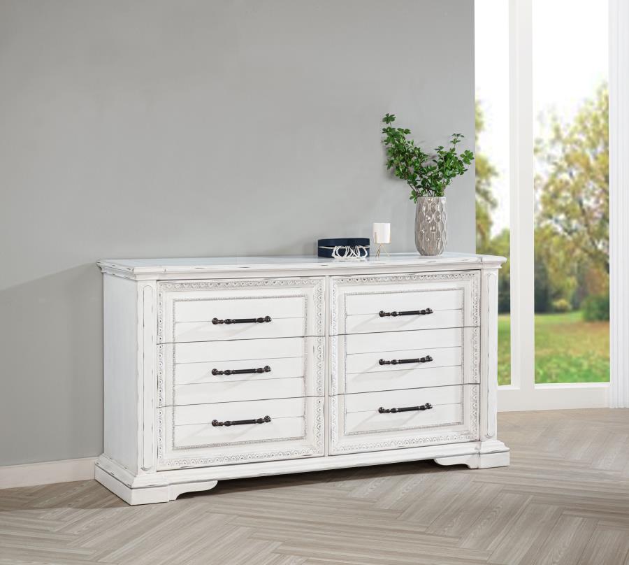 Mckinney 6-Drawer Bedroom Dresser Cabinet Vintage White