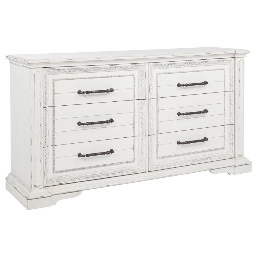 Mckinney 6-Drawer Bedroom Dresser Cabinet Vintage White