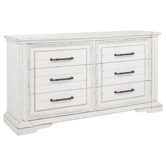 Mckinney 6-Drawer Bedroom Dresser Cabinet Vintage White