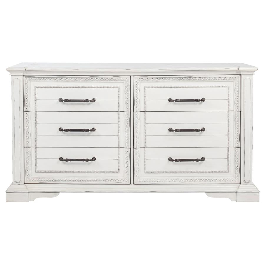 Mckinney 6-Drawer Bedroom Dresser Cabinet Vintage White