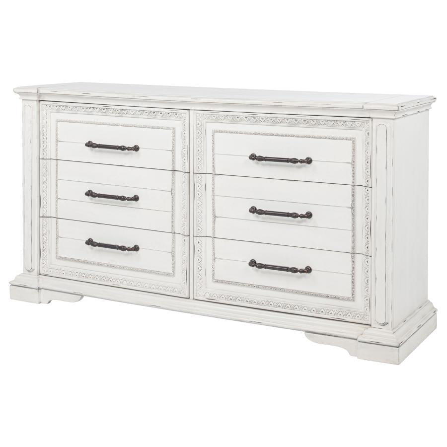 Mckinney 6-Drawer Bedroom Dresser Cabinet Vintage White