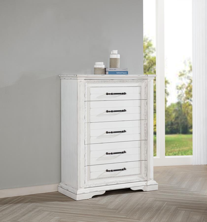 Mckinney 5-Drawer Bedroom Chest Of Drawers Vintage White