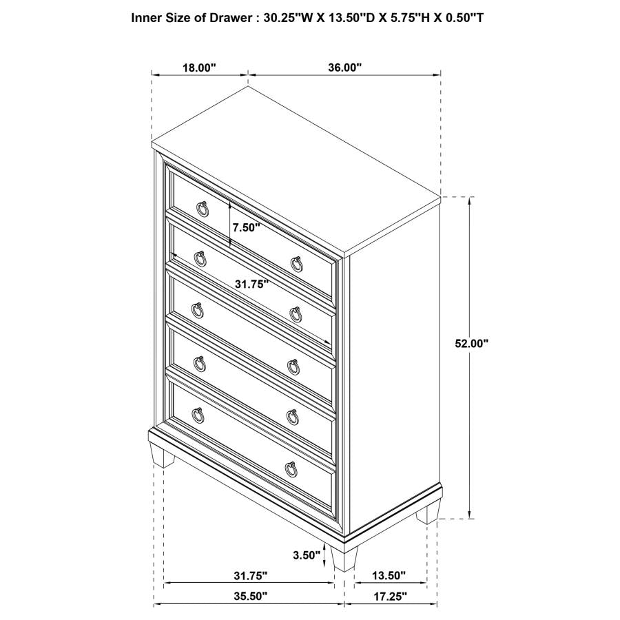 Pembroke 5-Piece Eastern King Bedroom Set Washed Oak