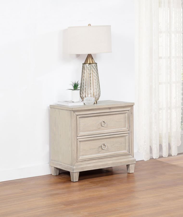 Pembroke 2-Drawer Nightstand Bedside Table Washed Oak