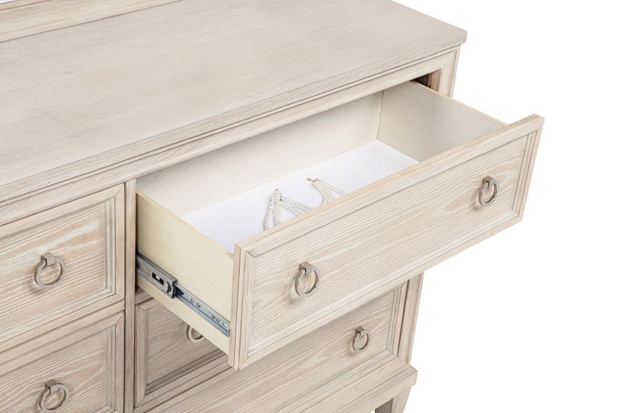 Pembroke 6-Drawer Bedroom Dresser With Mirror Washed Oak