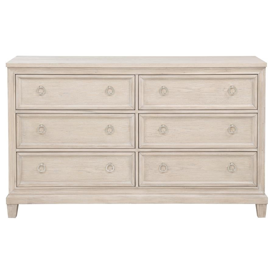 Pembroke 6-Drawer Bedroom Dresser Cabinet Washed Oak