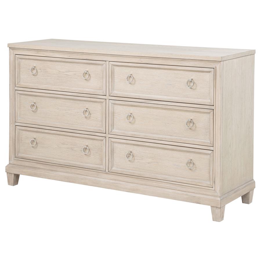 Pembroke 6-Drawer Bedroom Dresser Cabinet Washed Oak