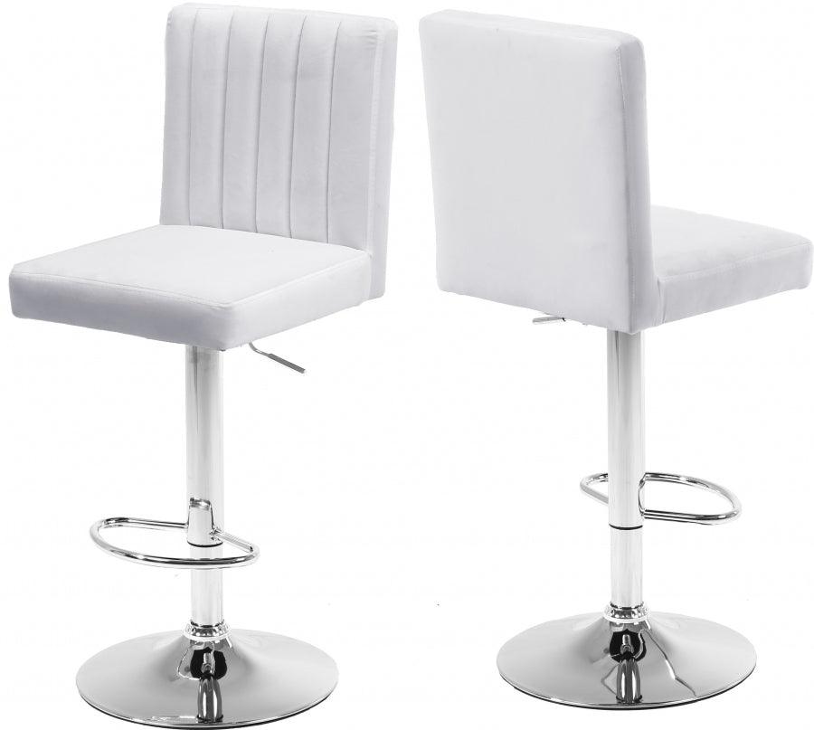 Meridian Furniture - Joel Velvet Adjustable Bar, Counter Stool In White (Set Of 2) - 710White - ATL FURNITURE