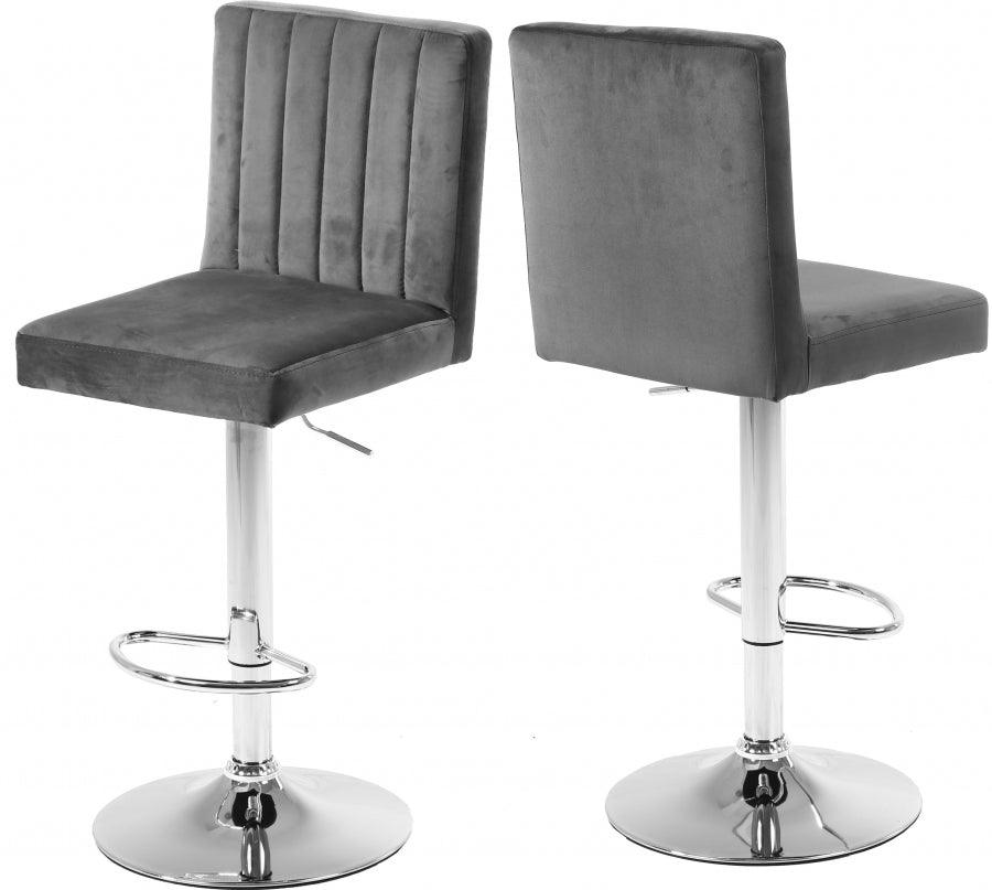 Meridian Furniture - Joel Velvet Adjustable Bar, Counter Stool In Grey (Set Of 2) - 710Grey - ATL FURNITURE