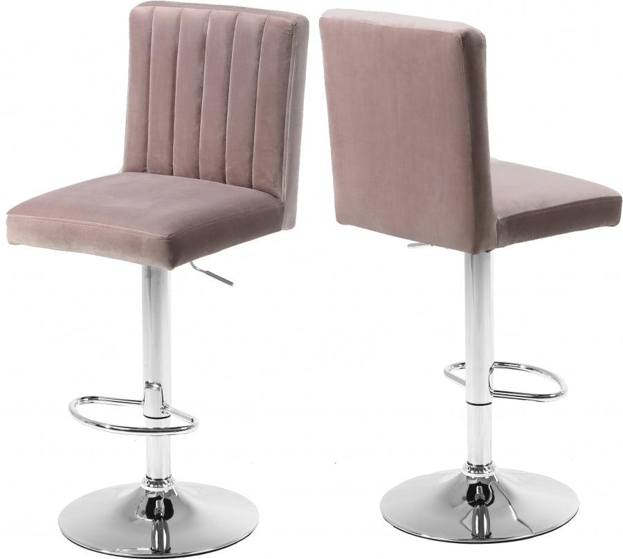 Meridian Furniture - Joel Velvet Adjustable Bar, Counter Stool In Pink (Set Of 2) - 710Pink - ATL FURNITURE