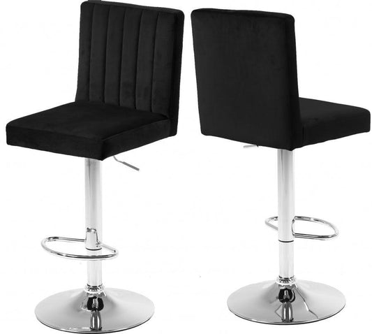 Meridian Furniture - Joel Velvet Adjustable Bar, Counter Stool In Black (Set Of 2) - 710Black - ATL FURNITURE