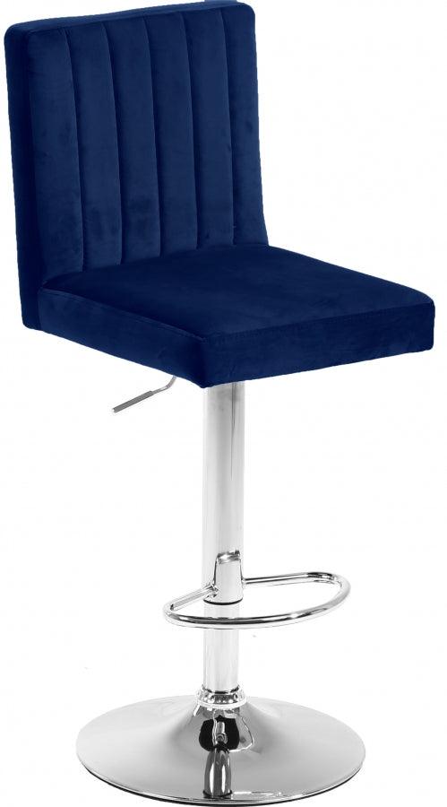 Meridian Furniture - Joel Velvet Adjustable Bar, Counter Stool In Navy (Set Of 2) - 710Navy - ATL FURNITURE