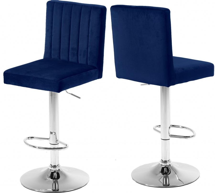 Meridian Furniture - Joel Velvet Adjustable Bar, Counter Stool In Navy (Set Of 2) - 710Navy - ATL FURNITURE