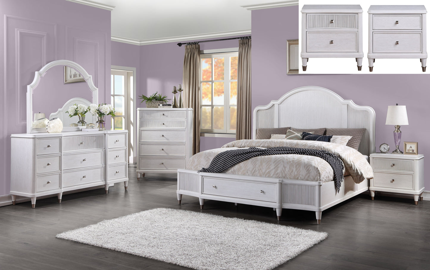 Celestia Off White Queen Bed (Storage) - ATL FURNITURE