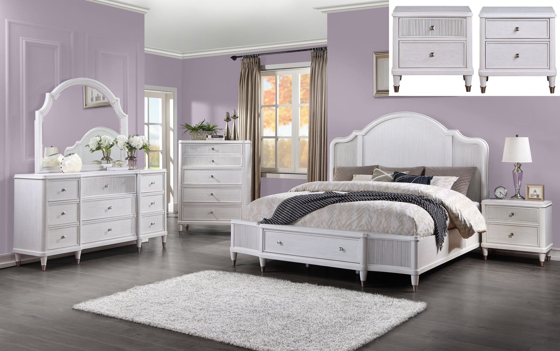 Celestia Off White Queen Bed (Storage) - ATL FURNITURE