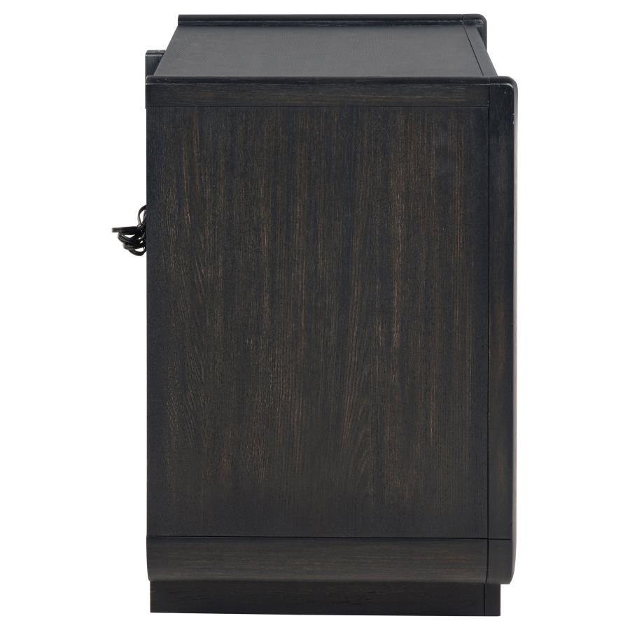 Leandro 2-Drawer Led Nightstand With Usb Burnished Black