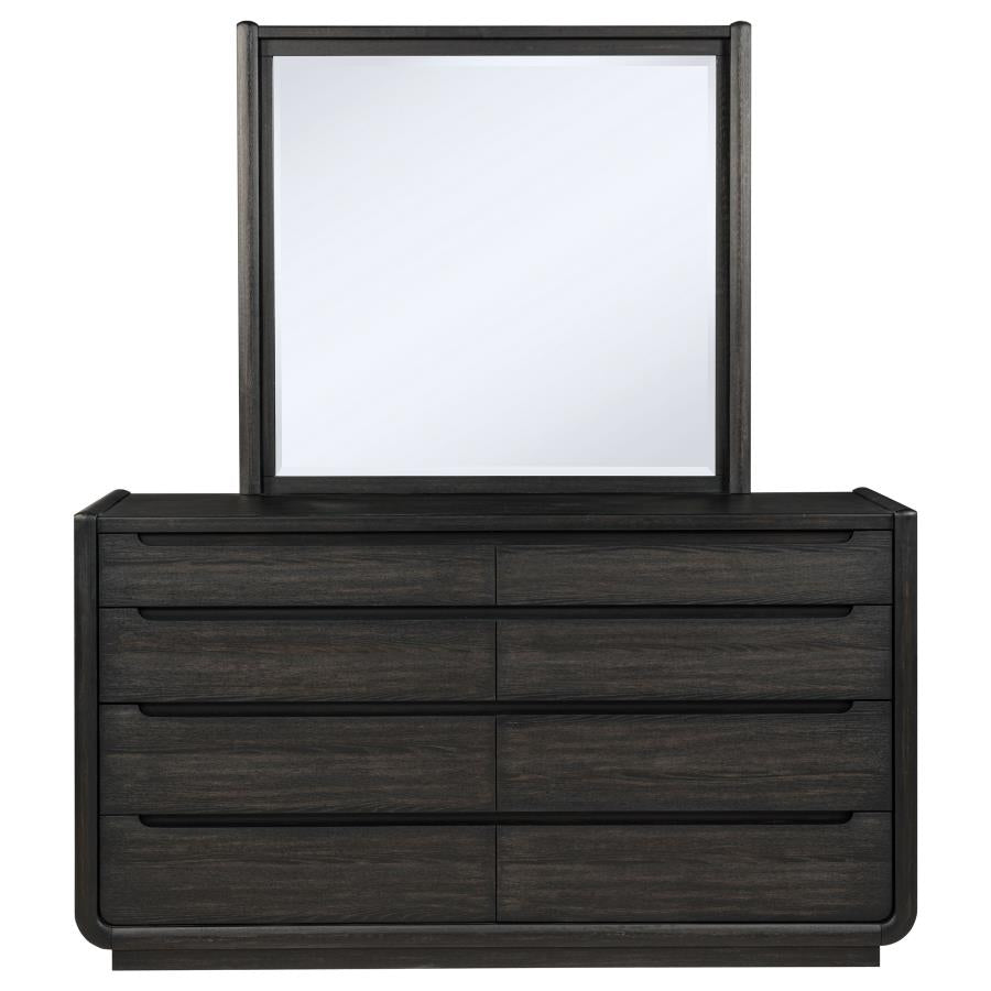 Leandro 8-Drawer Bedroom Dresser With Mirror Burnished Black