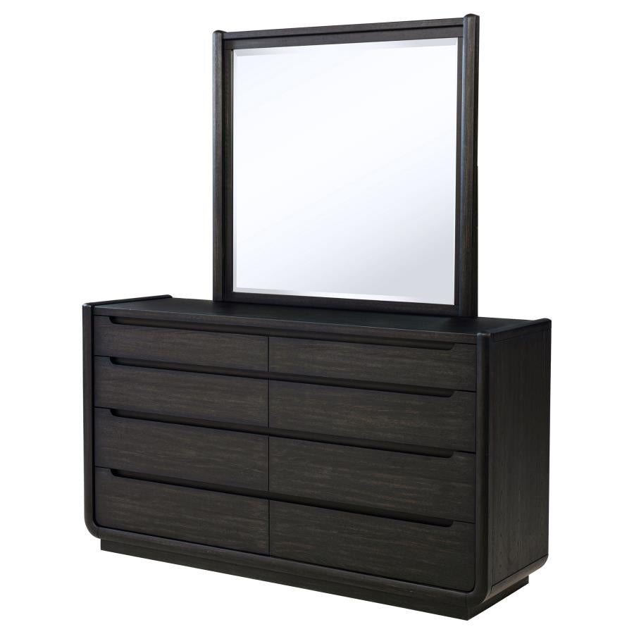 Leandro 8-Drawer Bedroom Dresser With Mirror Burnished Black